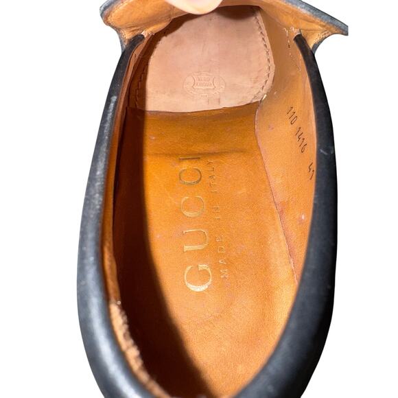 Mens Black Leather Gucci Loafers Size IT 41 Unisex Women - Picture 2 of 7